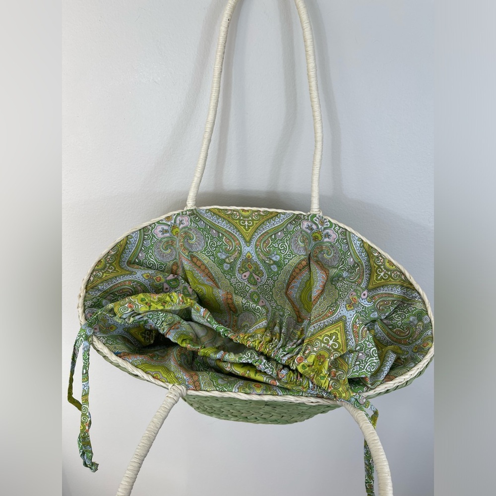 Women’s Beach GreenTote Bag Palm Trees Basketweave Tropical - Picture 10 of 11